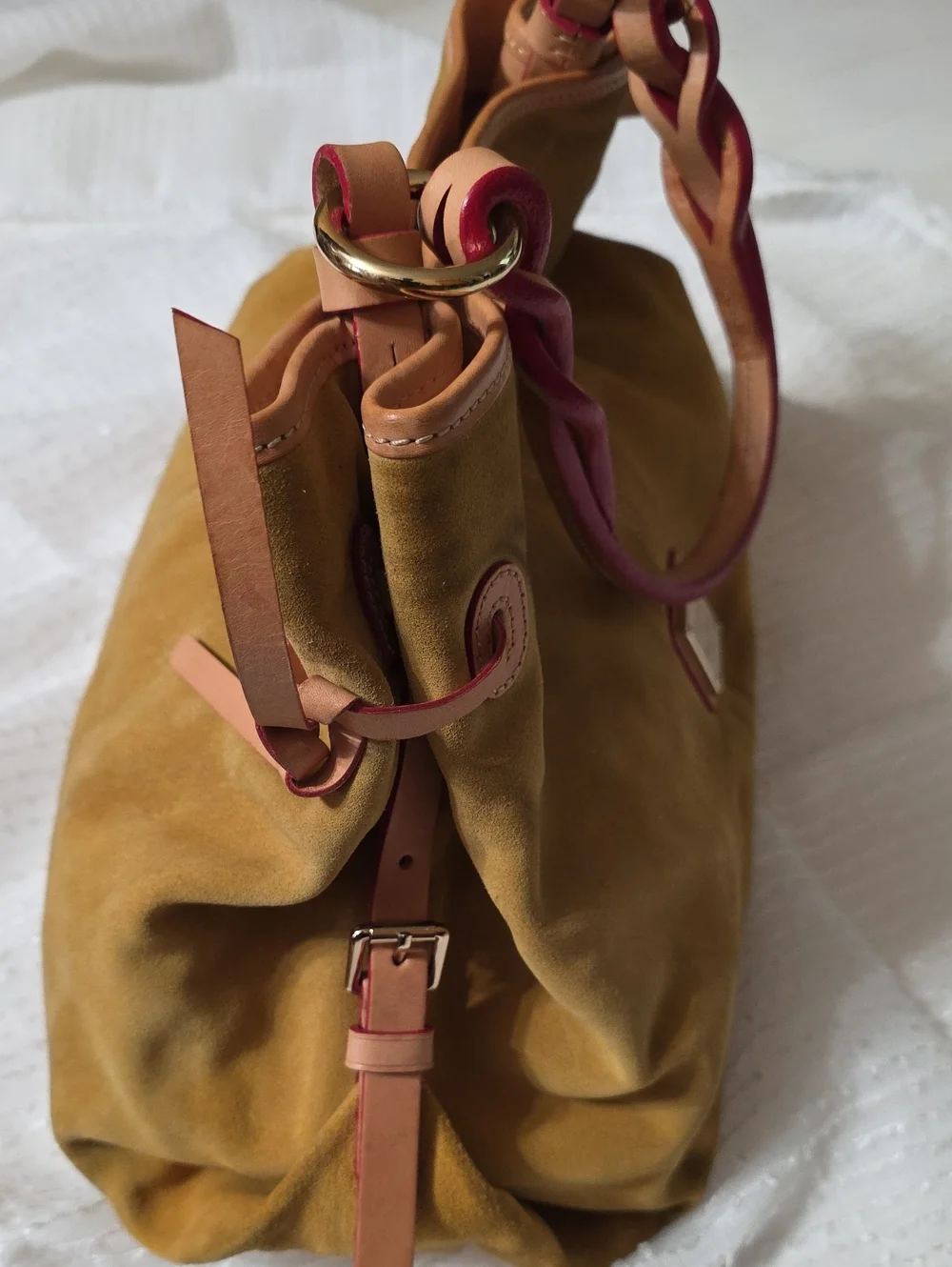 Dooney&Bourke Gold Suede Large Shoulder Bag